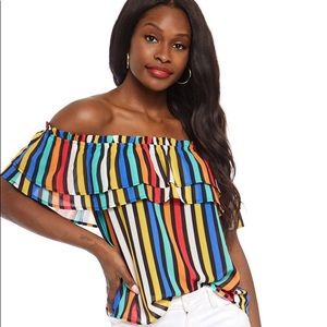 Fab’rik Striped Off the Shoulder Top- S